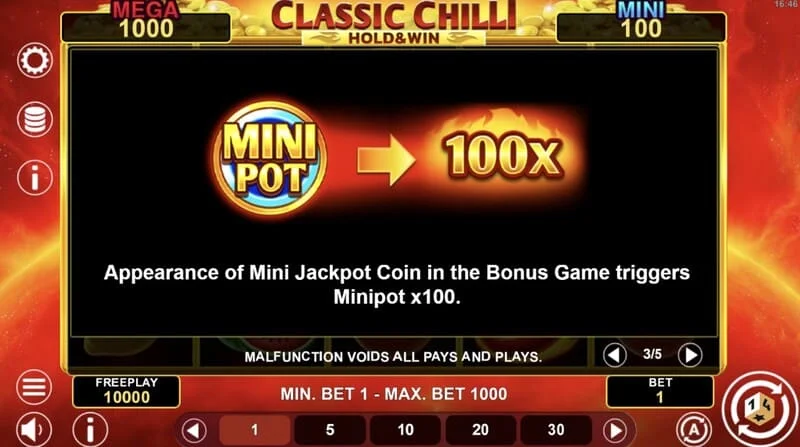 Classic Chilli Hold & Win - início da rodada Hold & Win